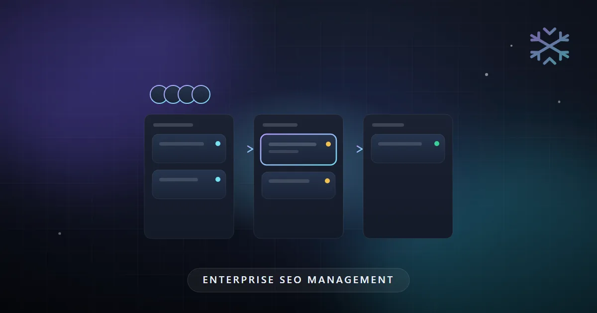 Illustration: enterprise SEO management kanban board of team workflows